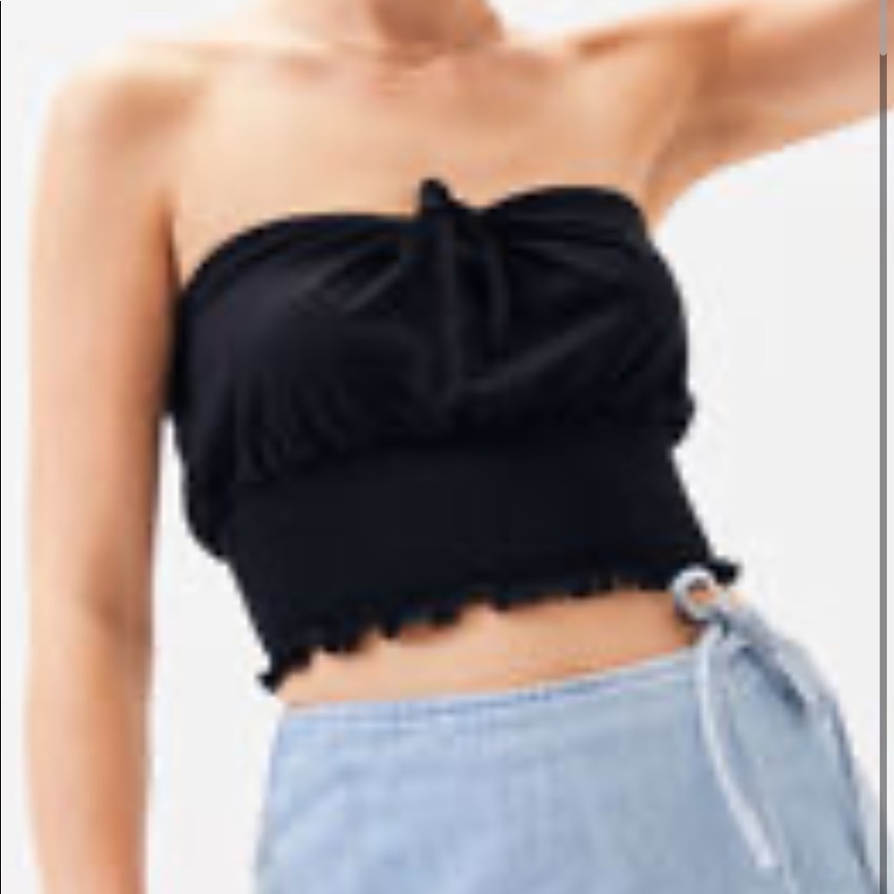Black fringed crop top NEVER WORN